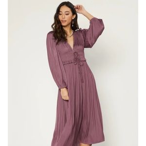 Current Air sidonie pleated midi dress plum xsp